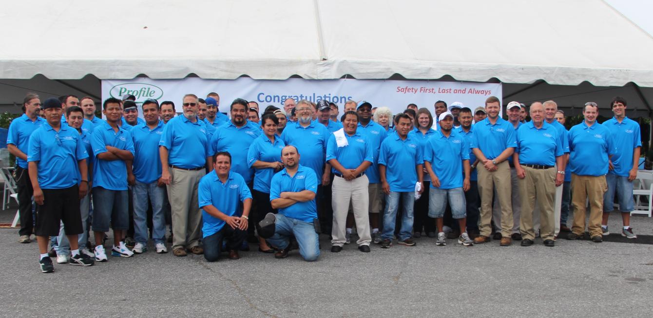 Employees at Profile’s Conover facility celebrate 1 million safe hours at a company-wide celebration July 21.