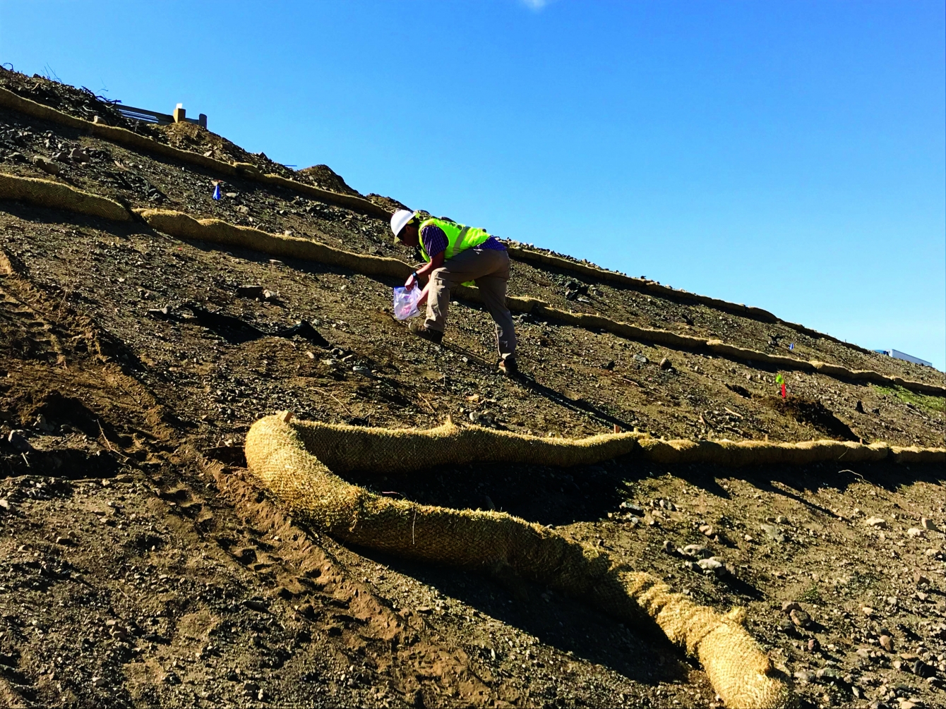 Danny Reynaga, CPESC, QSD of Profile Products, takes a soil test of the site in January 2018 to analyze using Profile Soil Solutions Software (PS3).